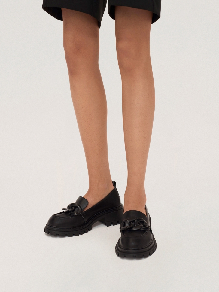 Skórzane półbuty slip on z podeszwą typu track