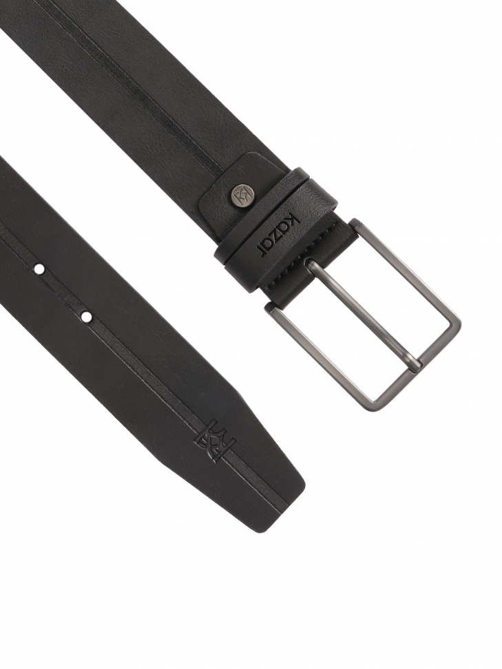 Czarny zdobiony pasek z matową sprzączką