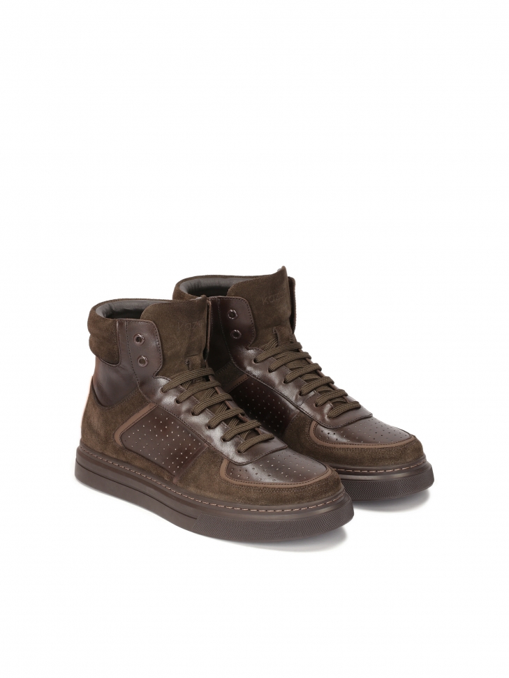 Wysokie sneakersy z zamszu i gładkiej skóry