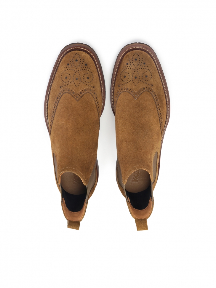 Męskie sztyblety z zamszu z rozetowym zdobieniem