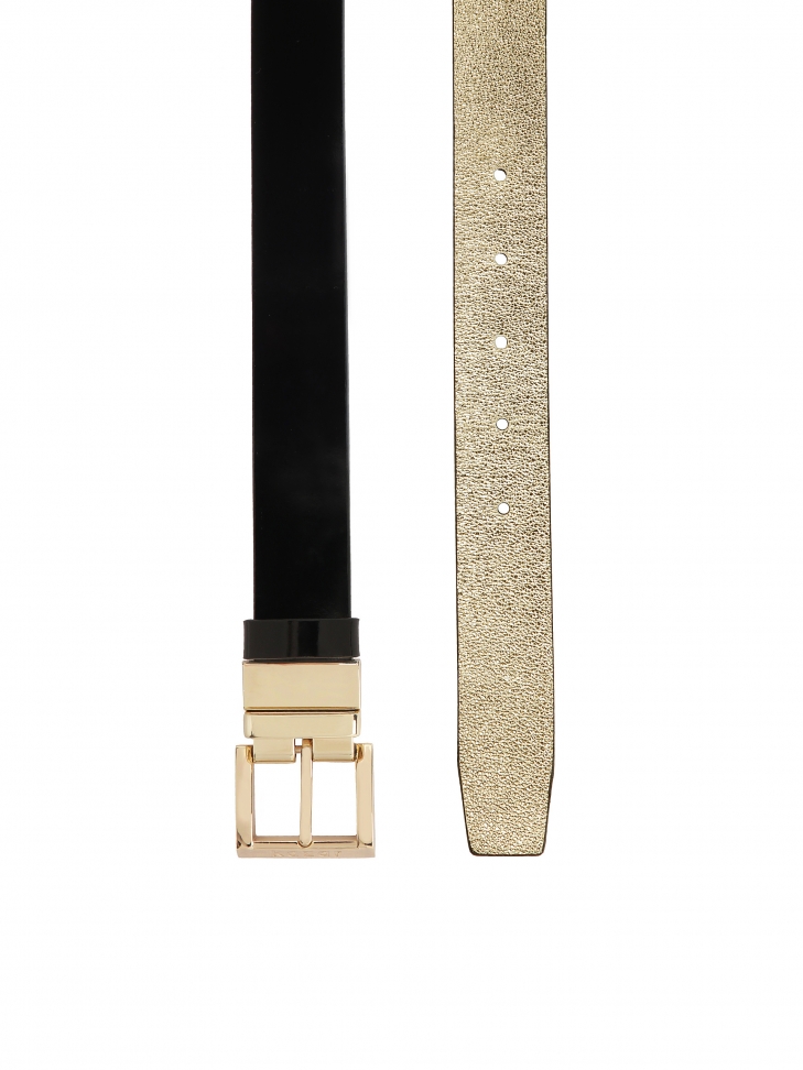 Czarno-oty dwustronny pasek skórzany