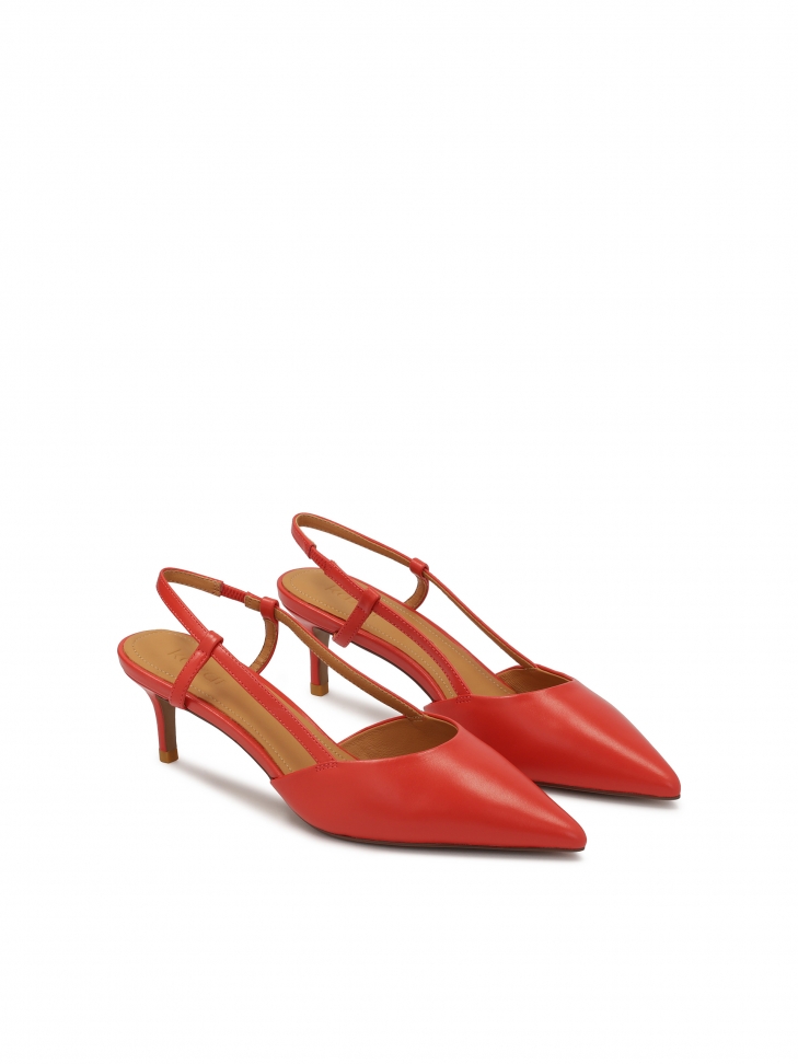 Czerwone niskie czółenka z odytą piętą