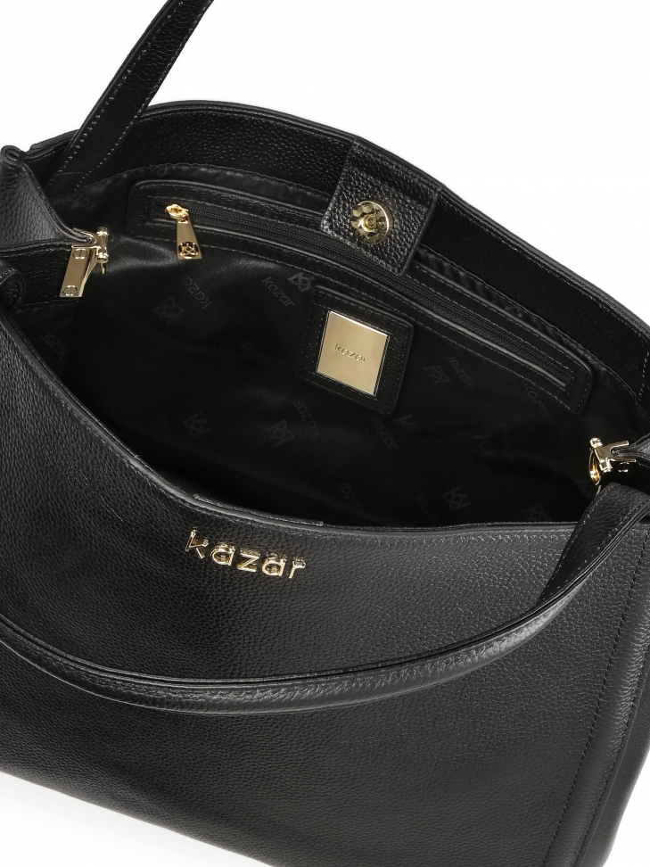 Duża czarna torebka z miękkiej skóry