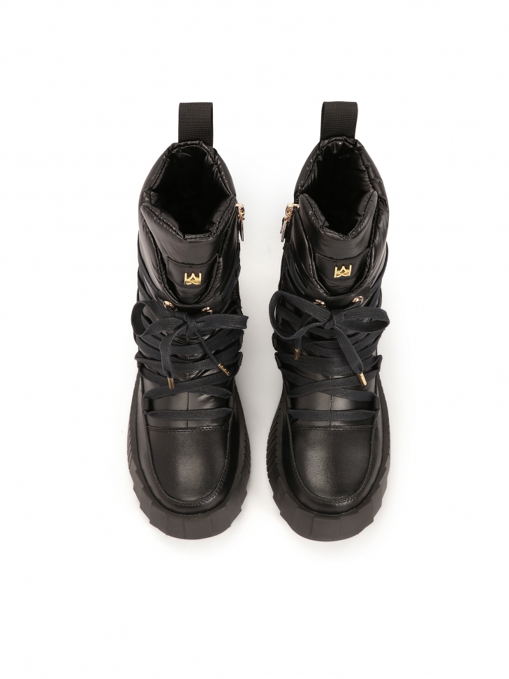 Czarne śniegowce damskie na grubej podeszwie