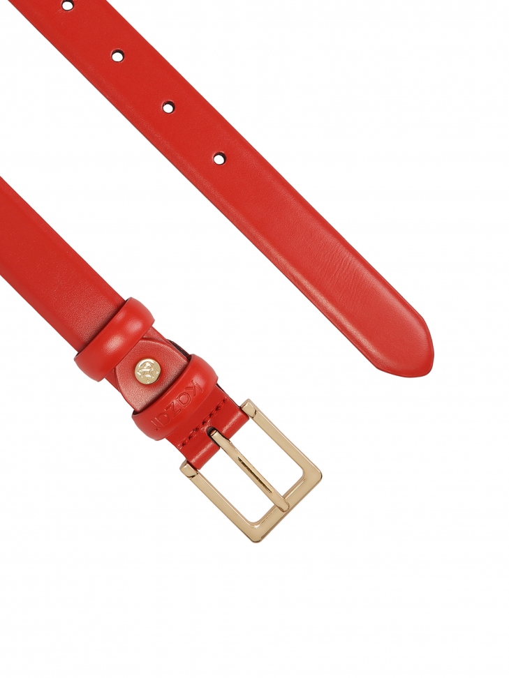 Wąski czerwony pasek ze skóry