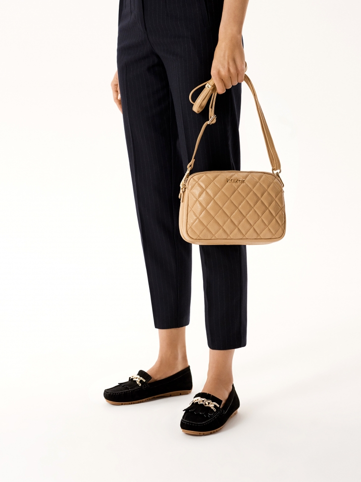 Skórzana 3-komorowa torebka na pasku