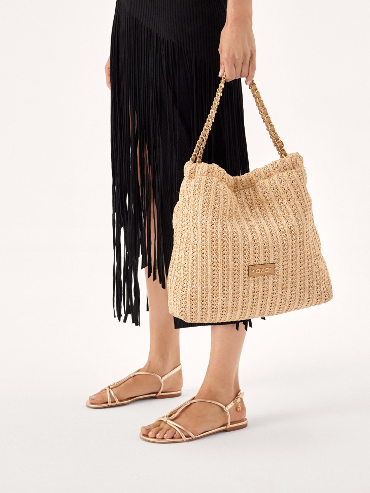 Komfortowe ote sandały z metalową ozdobą