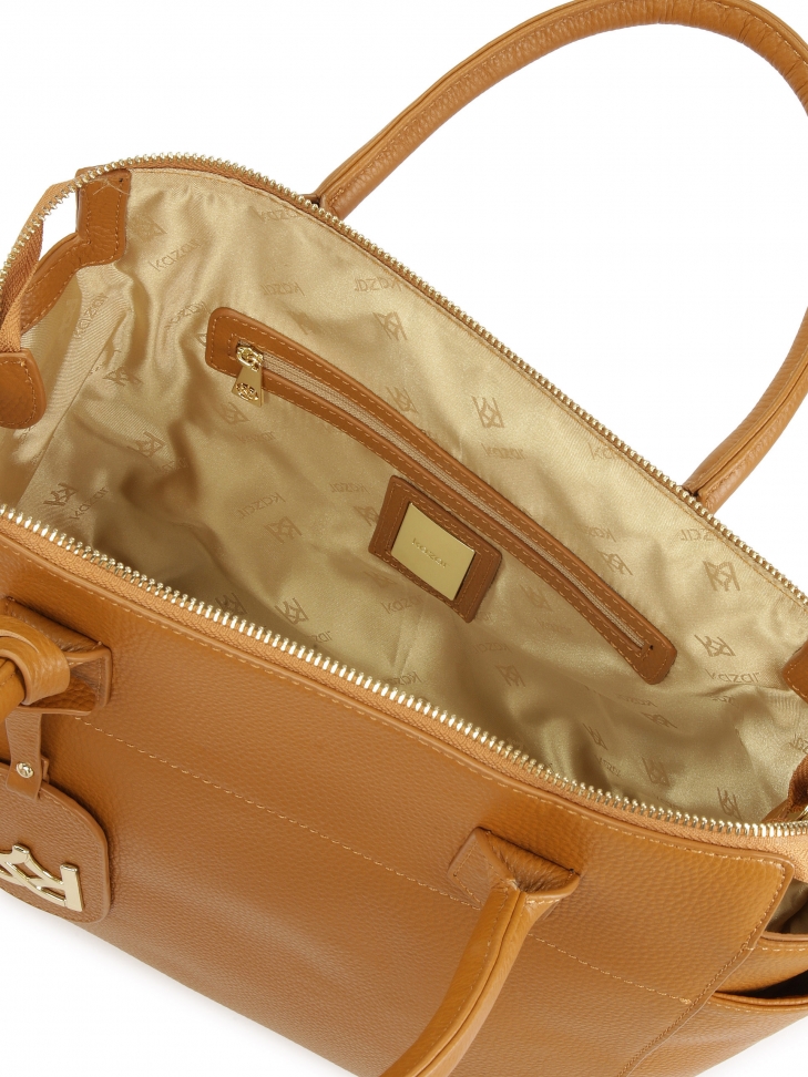 Pojemna jasnobrązowa torebka ze skóry