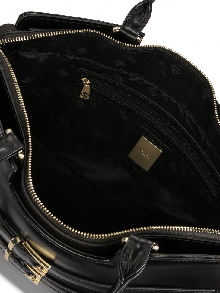 Elegancka torebka biznesowa zdobiona paskami