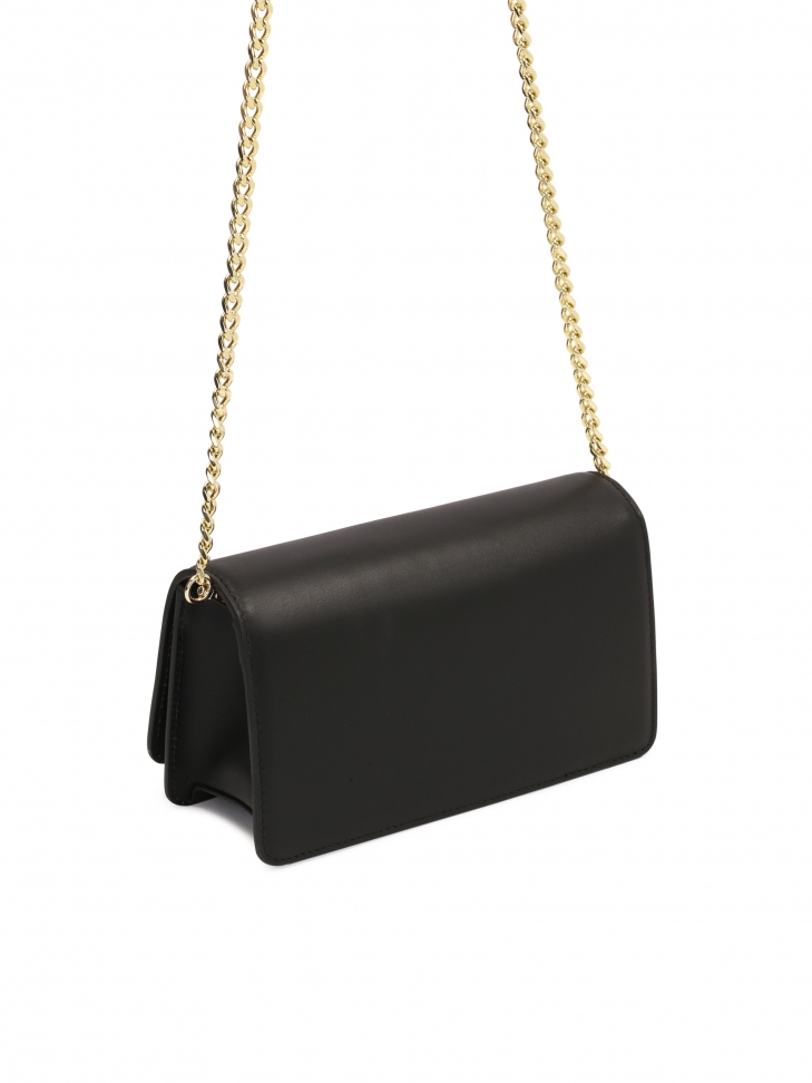 Mała czarna torebka ze skóry licowej