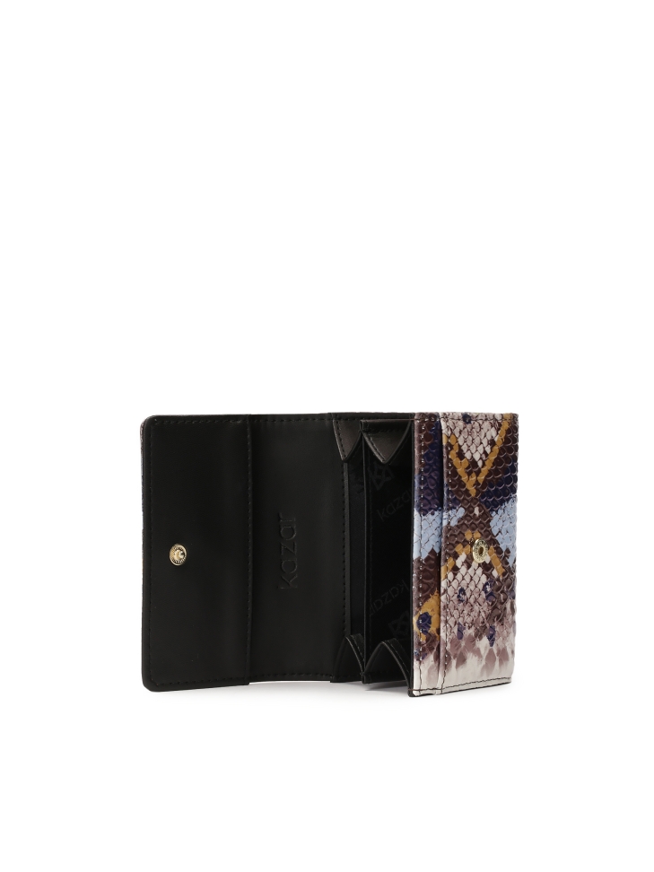 Wzorzysty kolorowy portfel ze skóry tłoczonej
