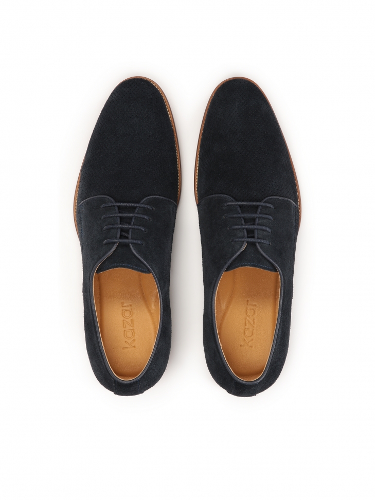 Półbuty męskie z granatowego zamszu