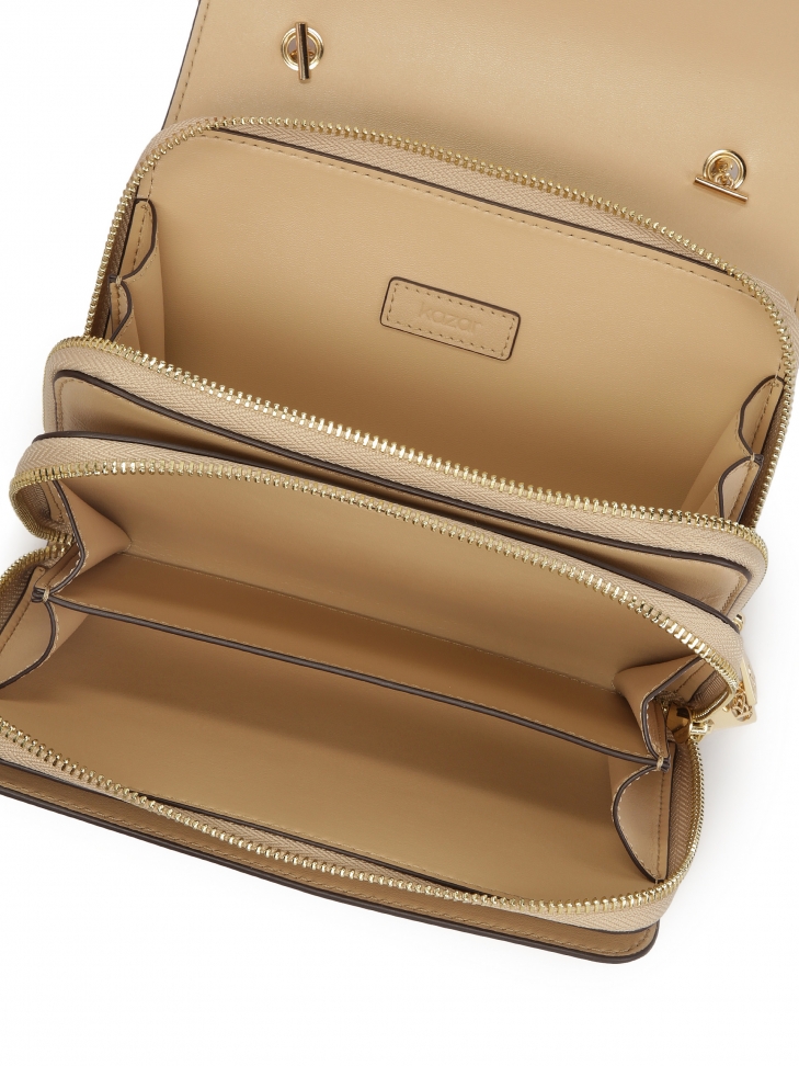 Beżowa listonoszka harmonijka z klapą