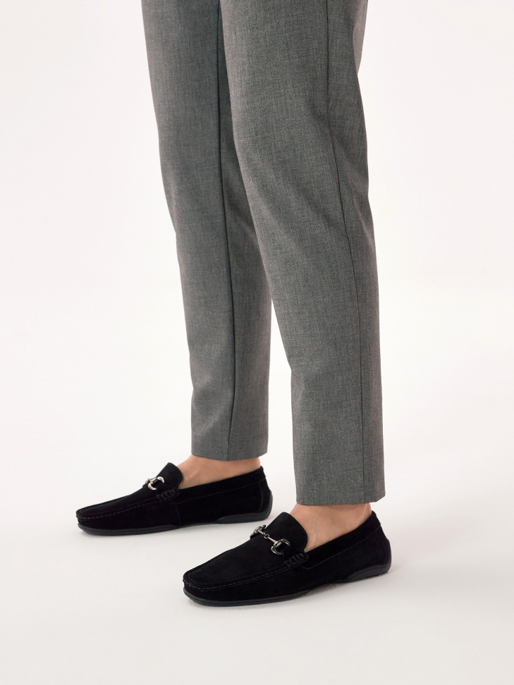 Wsuwane mokasyny męskie z zamszowej skóry