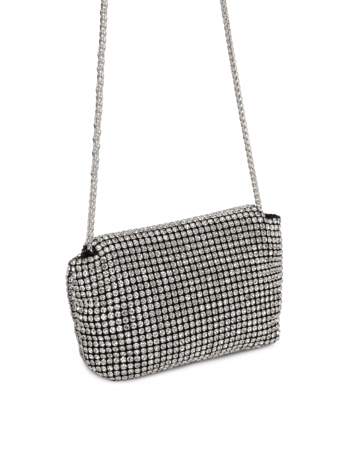 Torebka wieczorowa z klapką zdobiona cyrkoniami