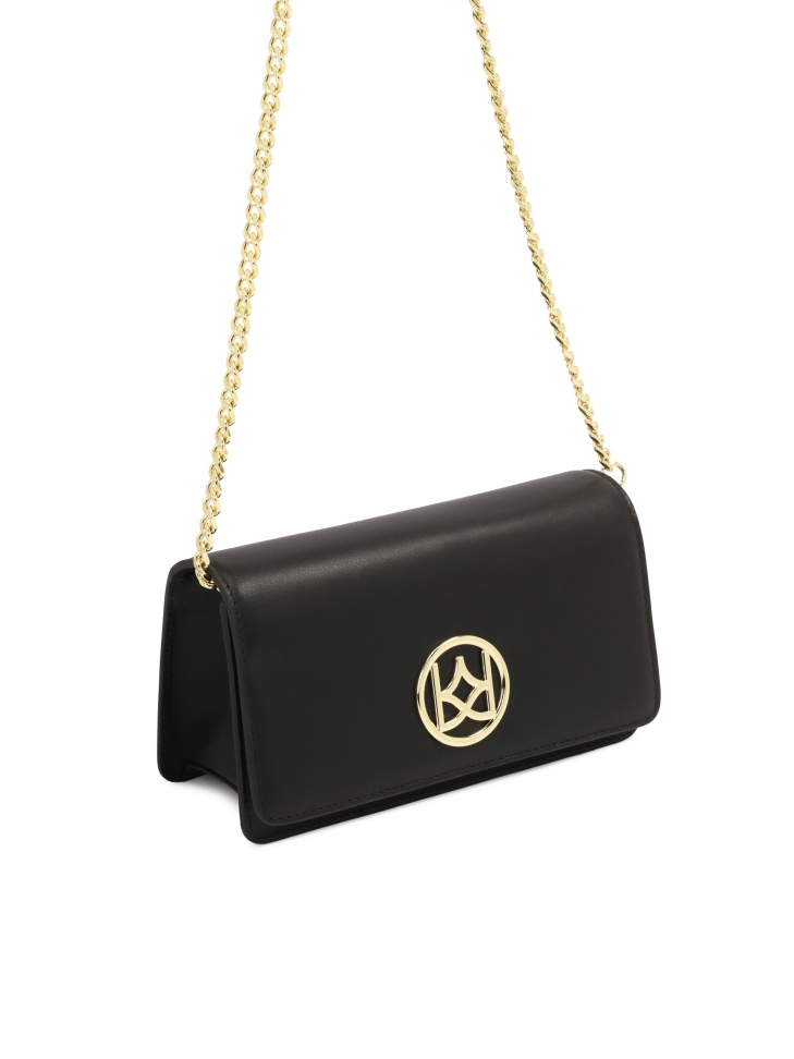 Mała czarna torebka ze skóry licowej