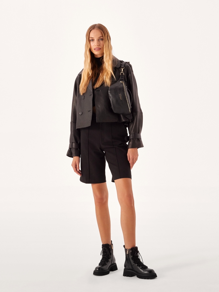 Skórzane trzewiki ze wstawką typu baranek