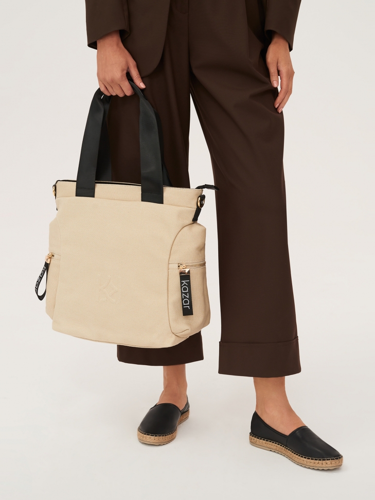 Beżowo-czarna torebka damska