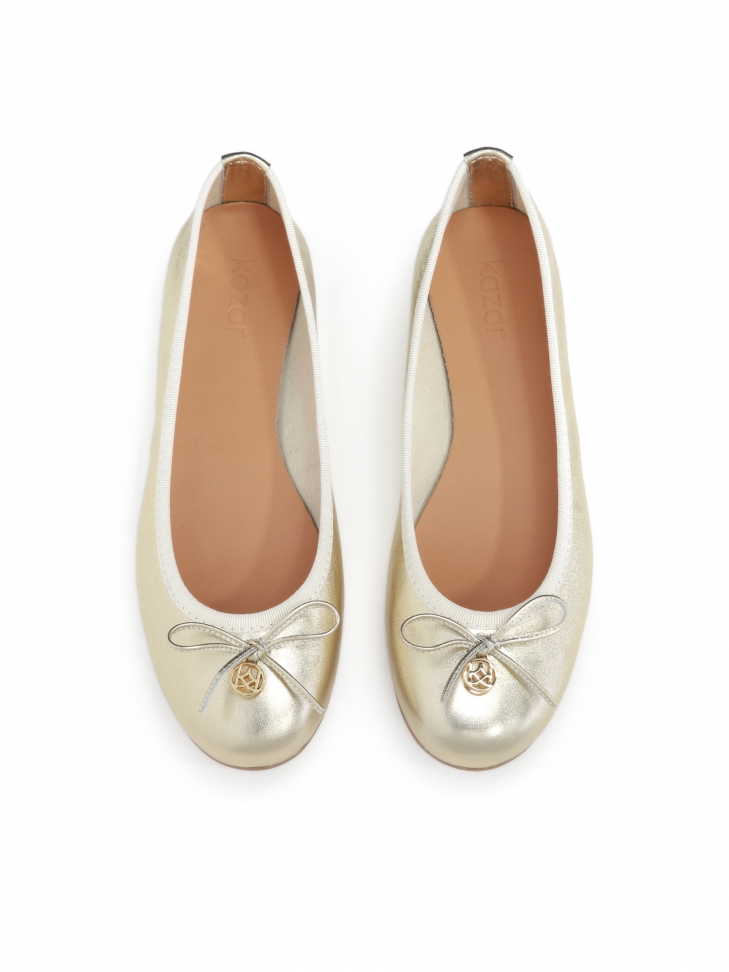 Złote baleriny damskie