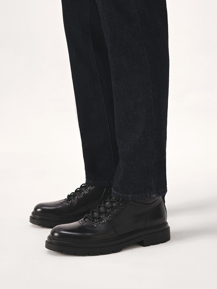 Uniwersalne czarne trzewiki męskie