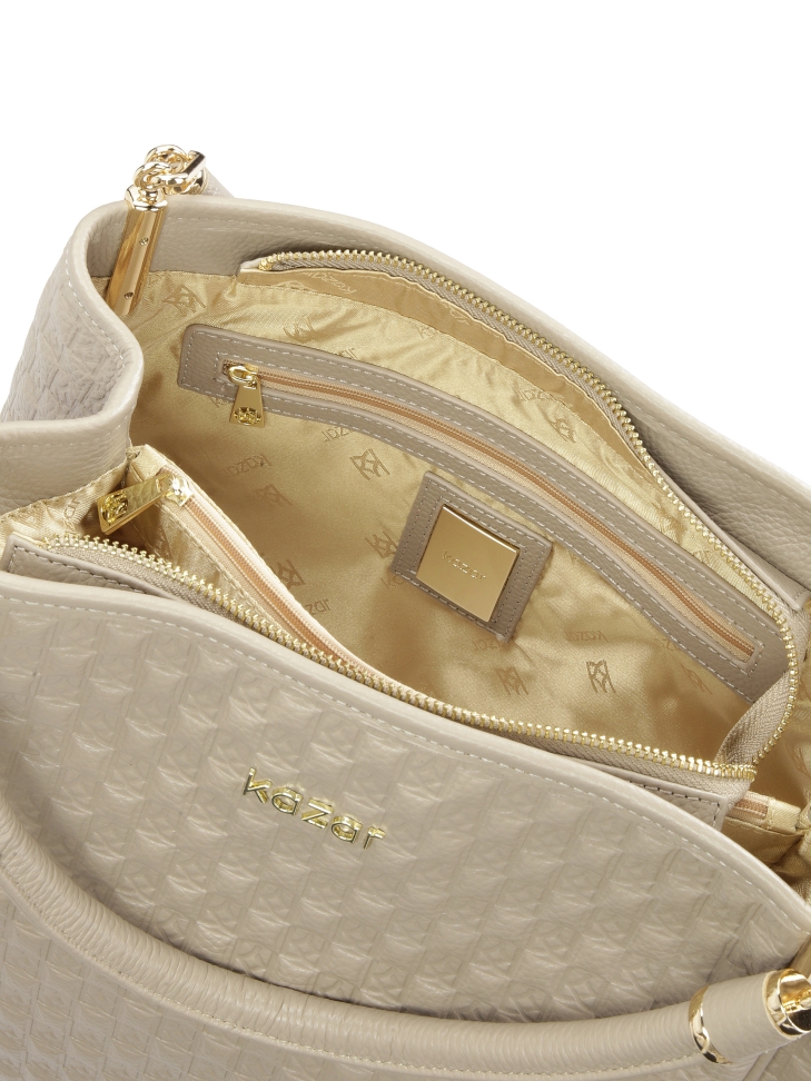 Pojemna torebka na ramię ze skóry tłoczonej we wzór