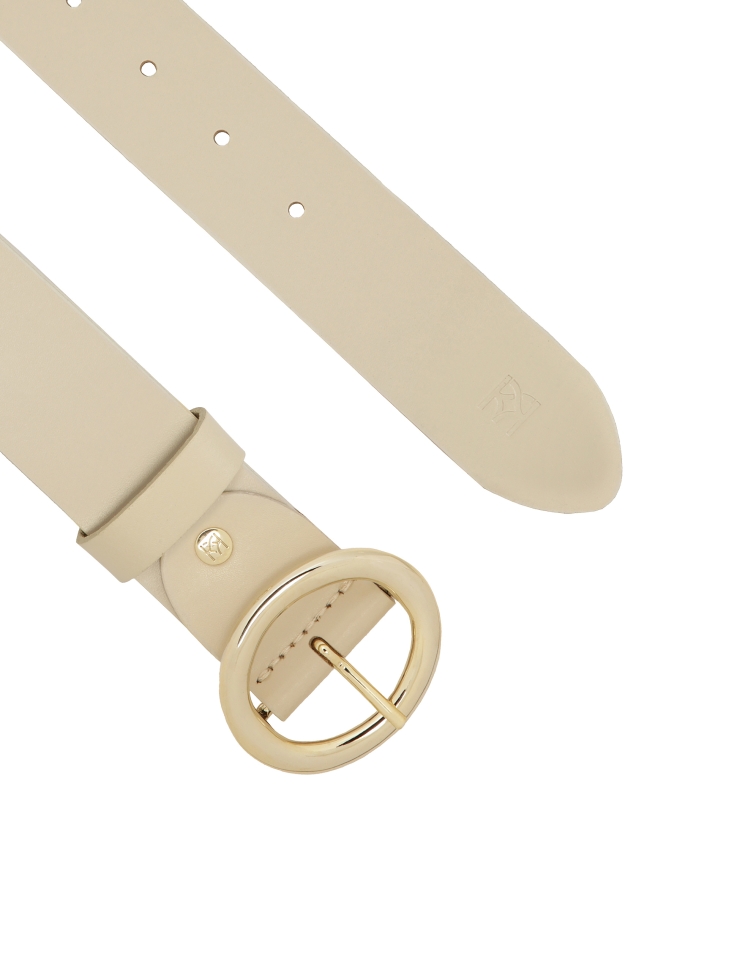 Szeroki skórzany pasek w emowym kolorze