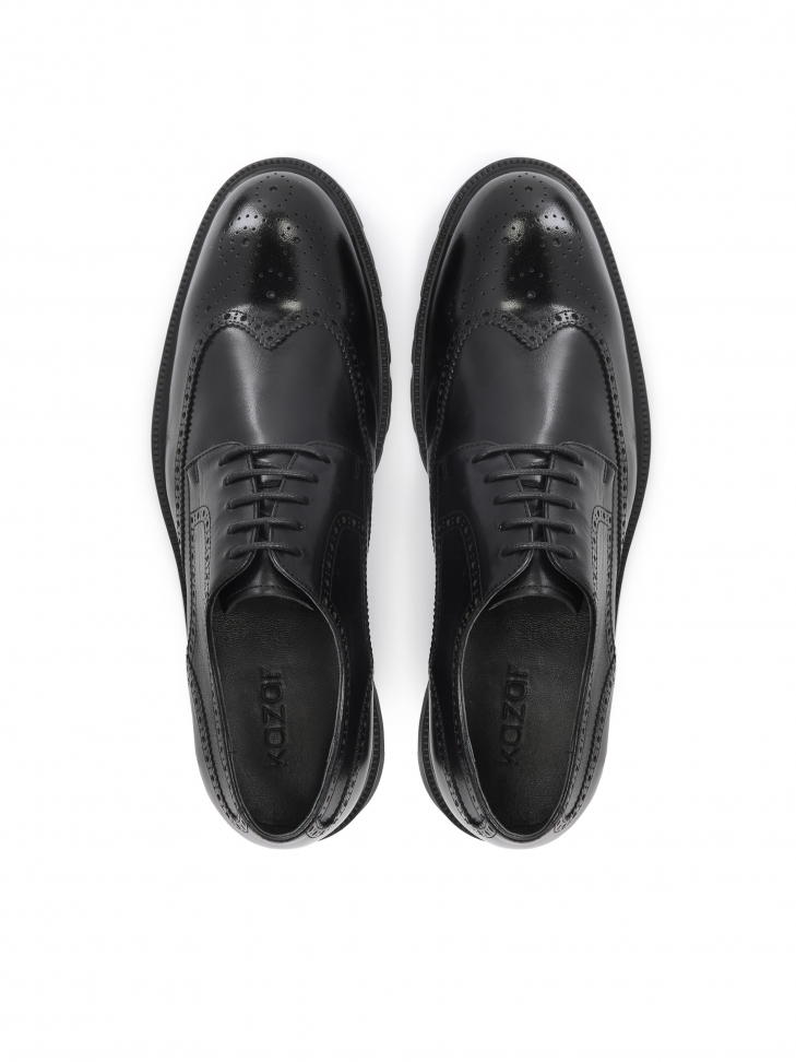 Męskie czarne Brogsy z naturalnej skóry