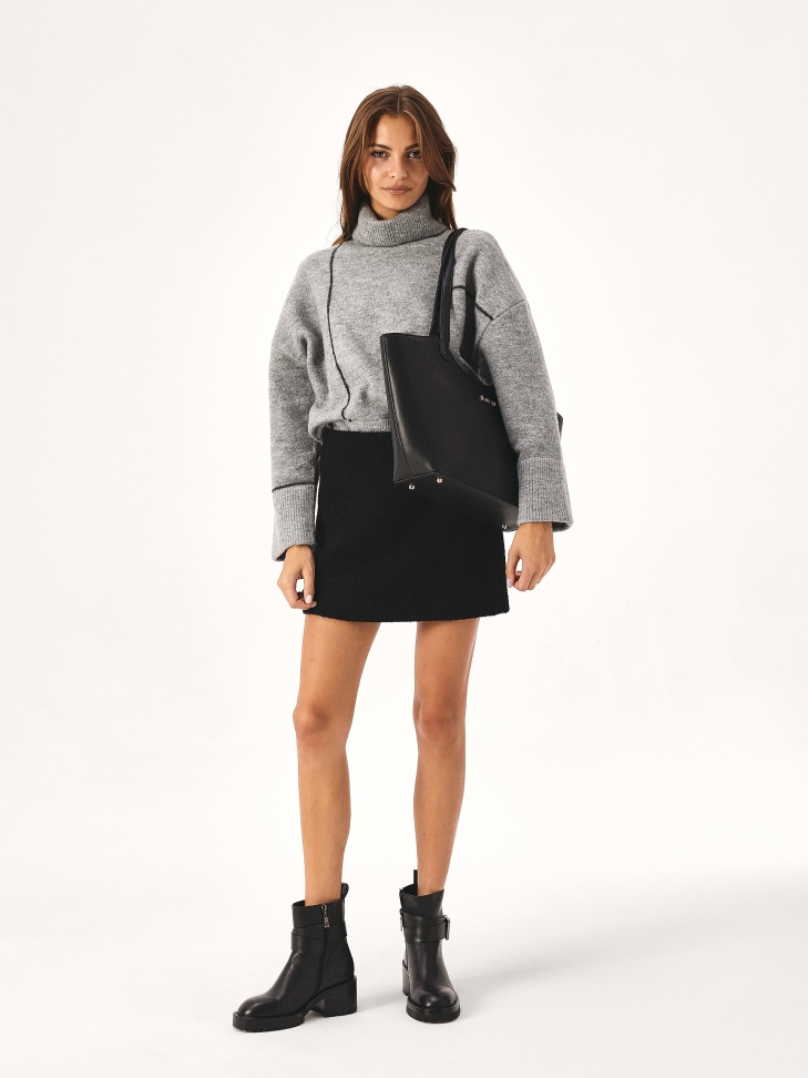 Skórzane botki na szerokim niskim obcasie