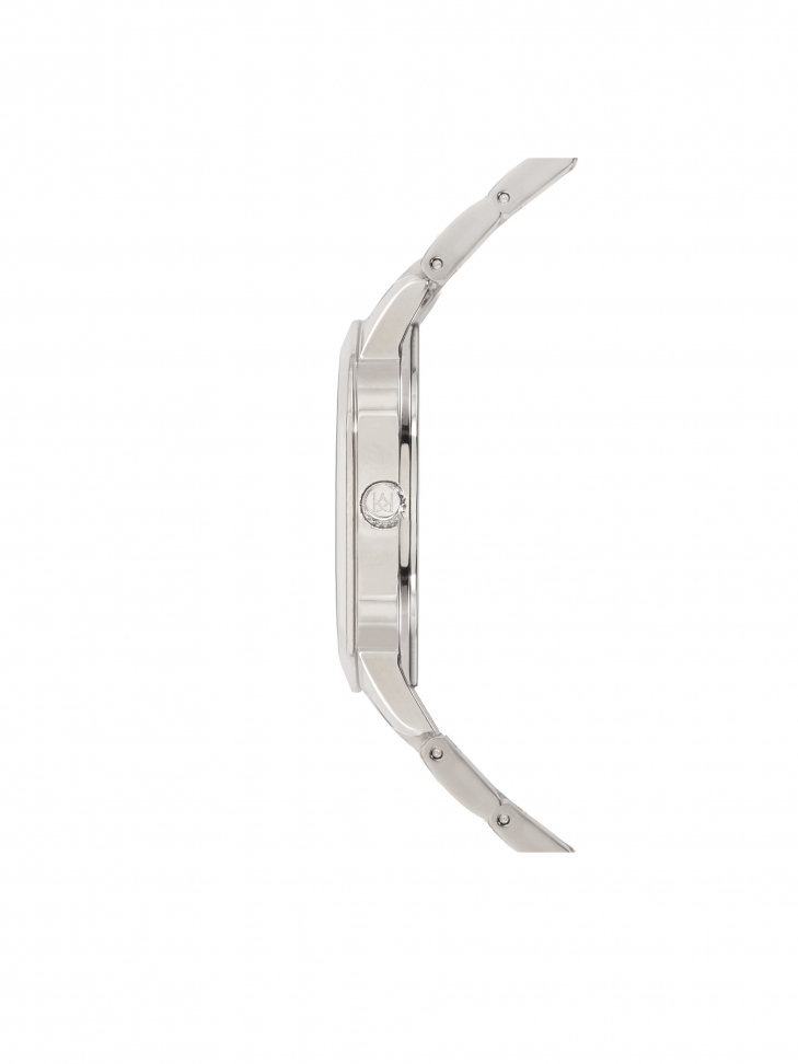 Srebrny zegarek z różową tarczą