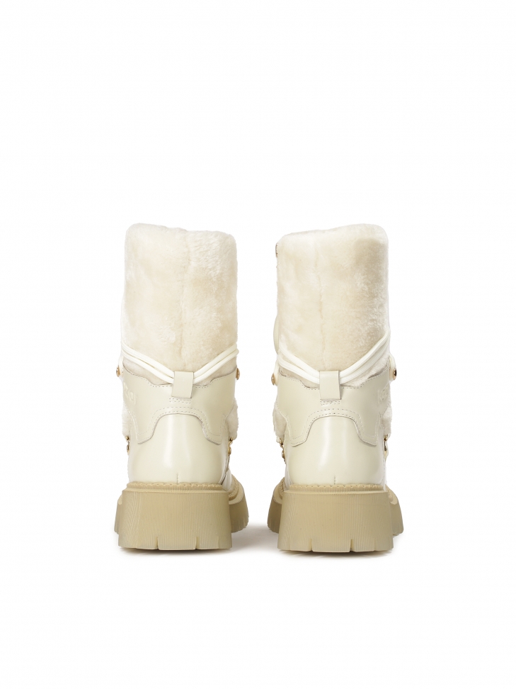 Ocieplane trzewiki ze skóry z futrem syntetycznym