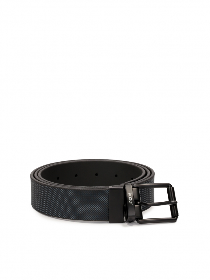 Dwustronny pasek męski z tłoczonej i gładkiej skóry