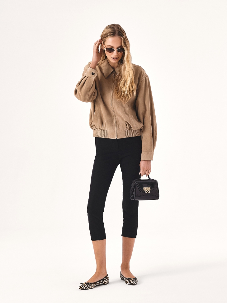 Baleriny ze skóry z naturalnym włosiem w zwierzęcy print