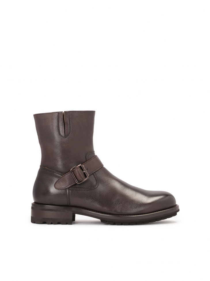 Brązowe trzewiki męskie z wysoką luźną cholewką