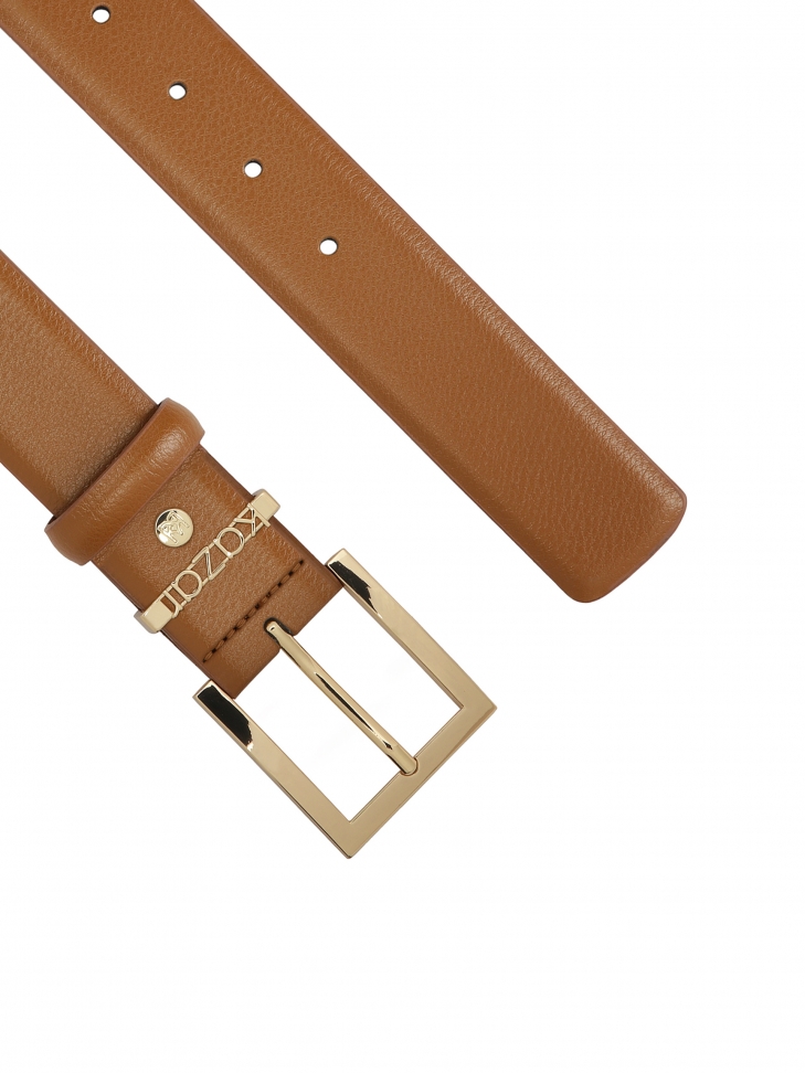 Brązowy szeroki pasek z gładkiej skóry