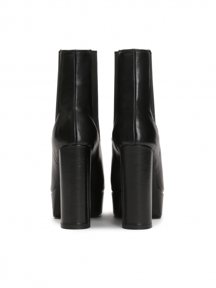 Skórzane botki na wysokim obcasie i platformie