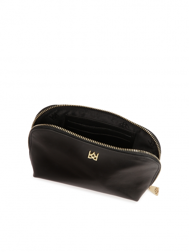 Skórzana kosmetyczka na zamek z monogramem KAZAR