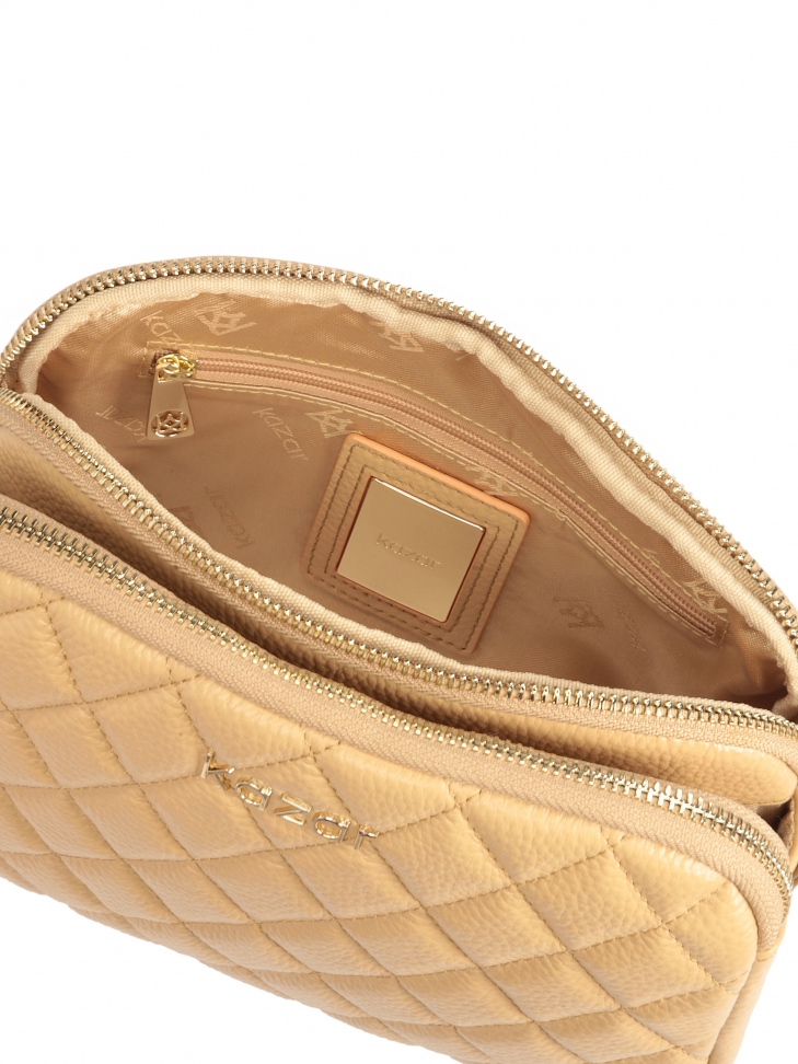 Skórzana 3-komorowa torebka na pasku