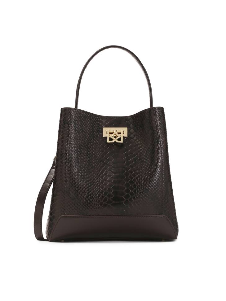 Brązowa torebka w wężowy wzór