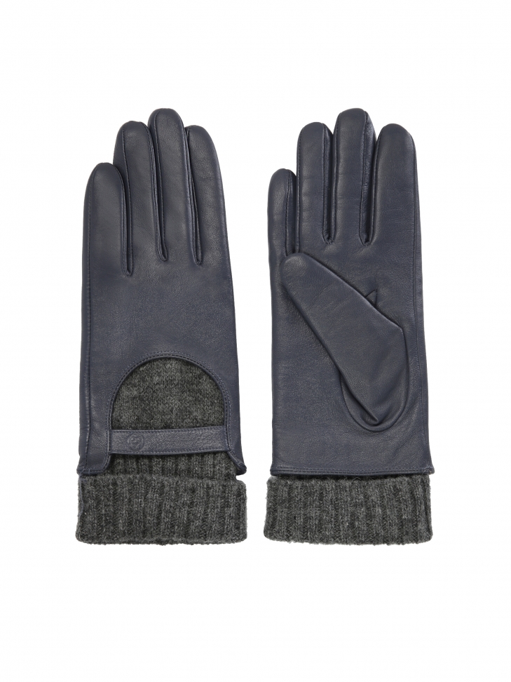 Ciepłe rękawiczki damskie z gładkiej skóry i miękkiego materiału