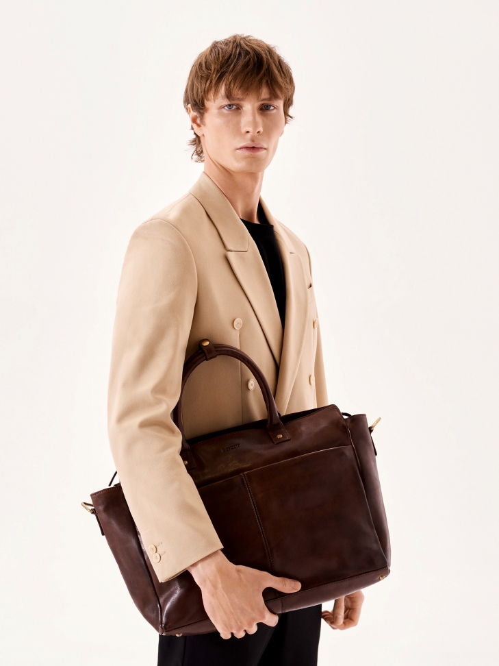 Elegancka skórzana torba męska w biznesowym stylu