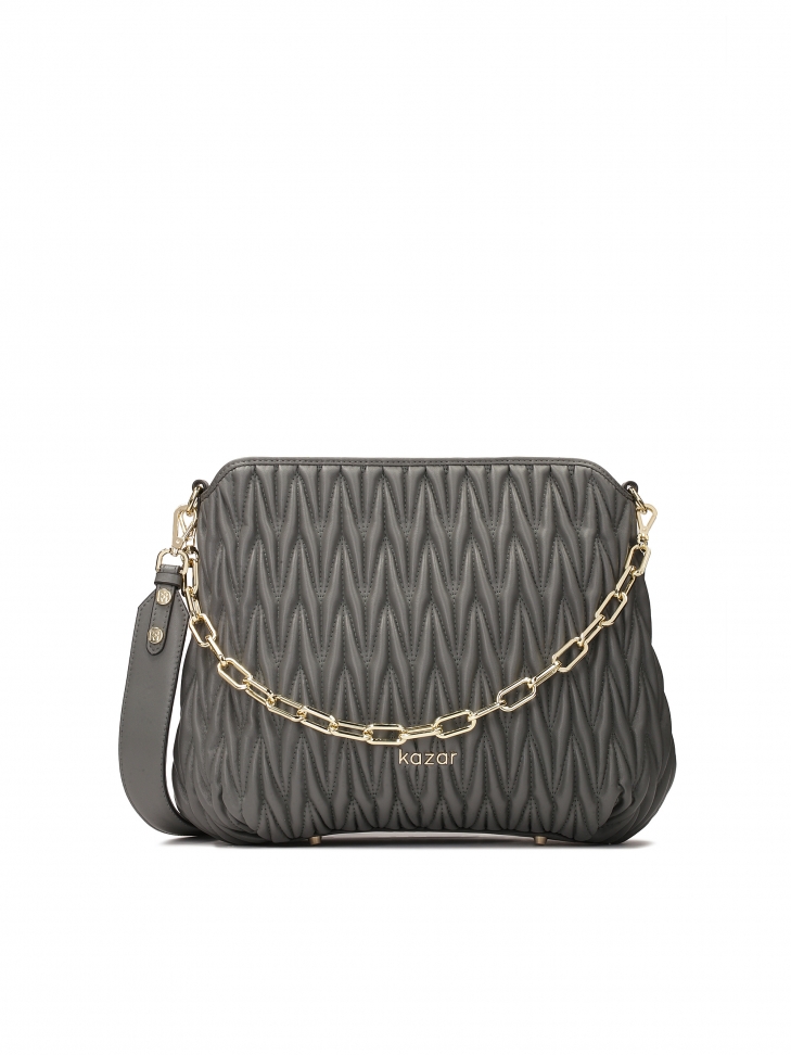 Szara torebka z pikowanym przodem