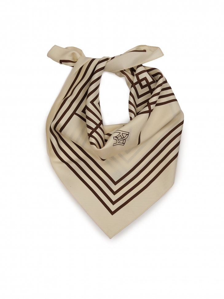 Kremowa apaszka z jedwabiu w regularny wzór