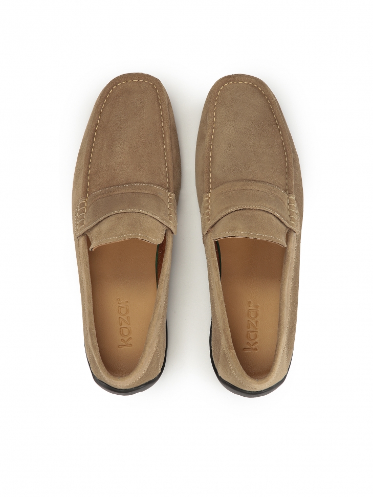 Brązowe mokasyny zamszowe z grubą podeszwą