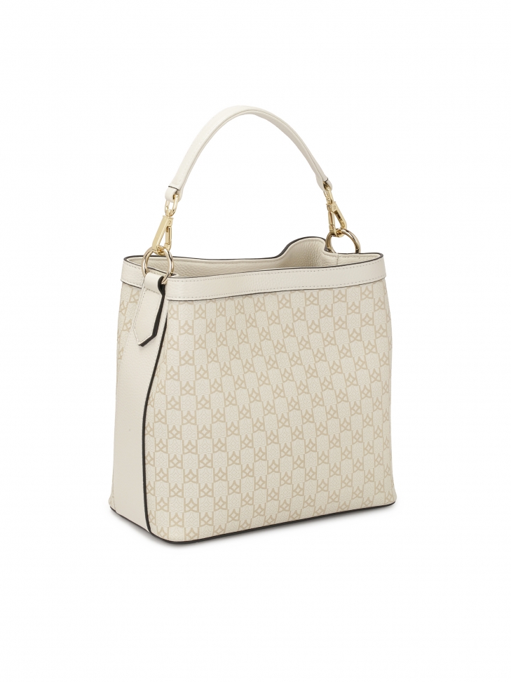 Skórzana torebka z rączką i szerokim paskiem