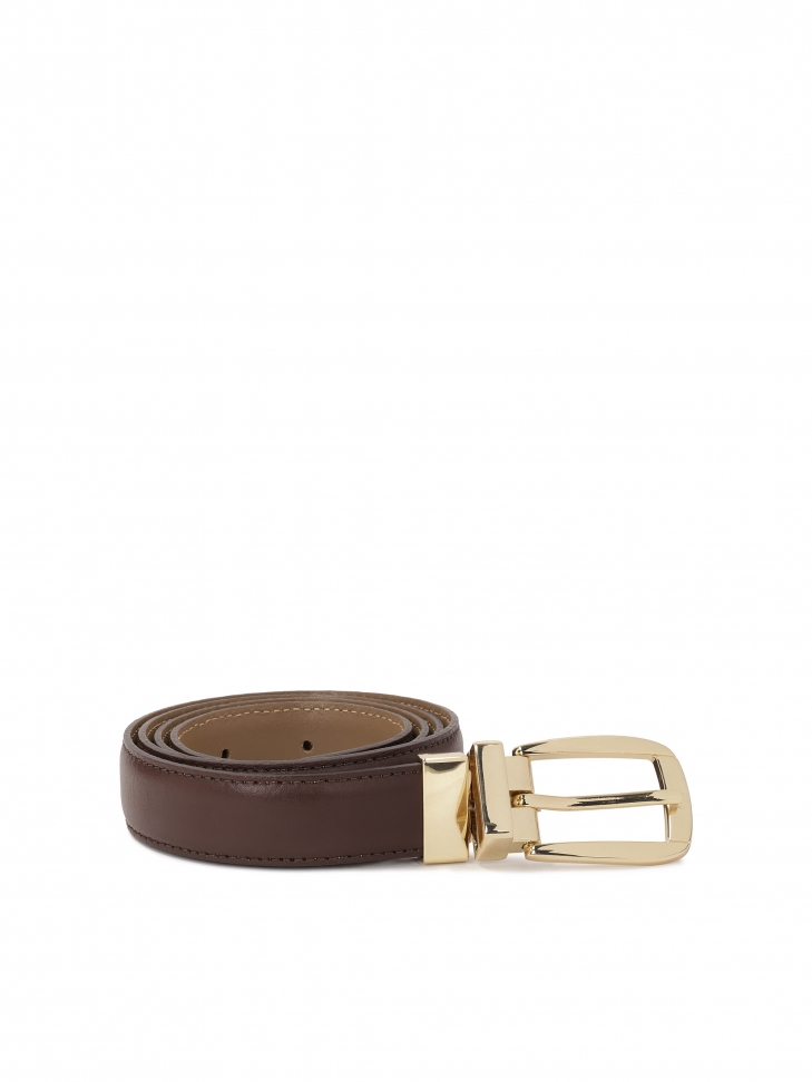 Dwustronny wąski pasek do sukienki z klasyczną klamrą