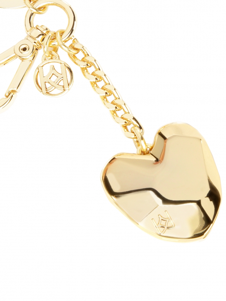 Złoty brelok z geometrycznym sercem 3D