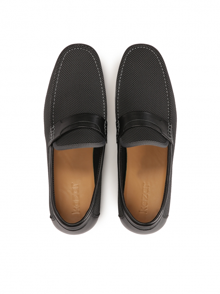 Mokasyny męskie z łączonych materiałów na wygodnej podeszwie