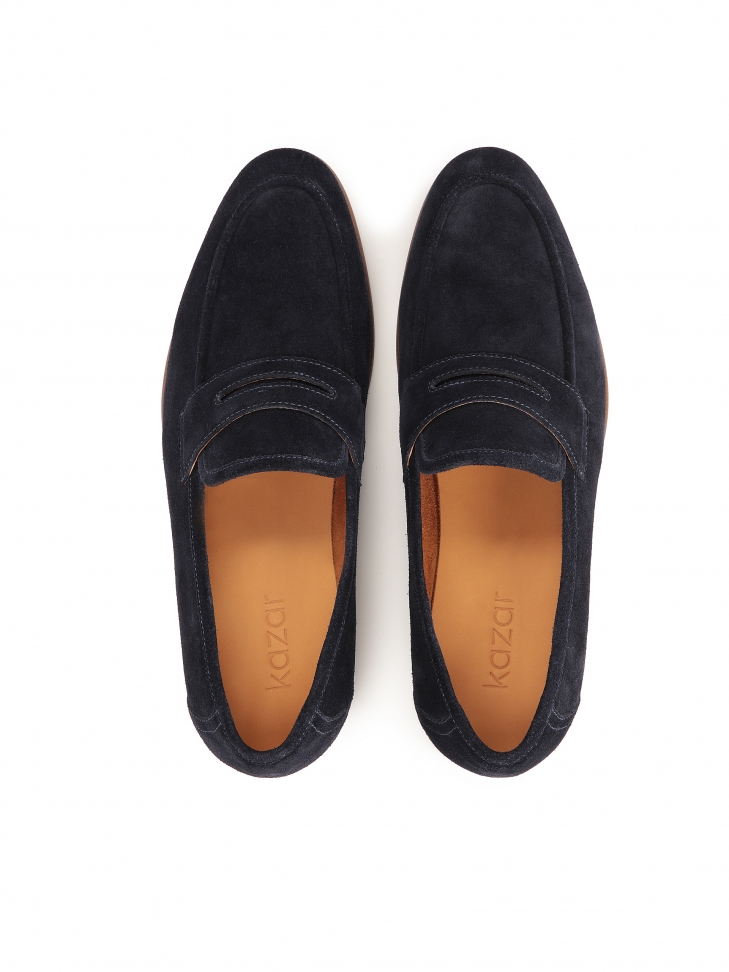 Granatowe loafersy z zamszu