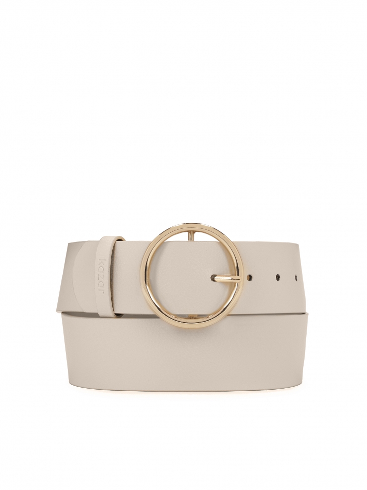 Szeroki szary pasek z gładkiej skóry