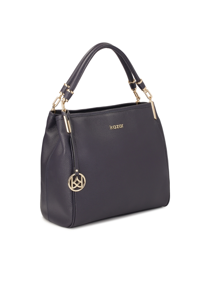 Duża granatowa torebka z zawieszką